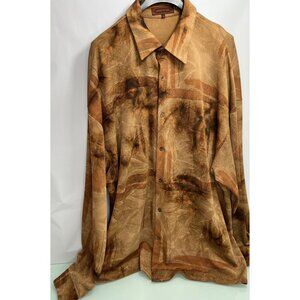 NWT MENS SILK SHIRT CREME DE SILK STYLE ARCHIAC 6410 MULTICOLOR LARGE